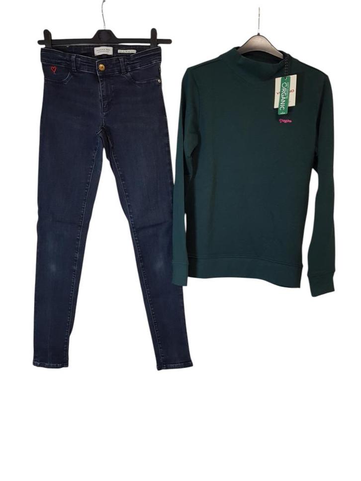 Prachtige donkergroene VINGINO col sweater mt 16/176., Kinderen en Baby's, Kinderkleding | Maat 176, Zo goed als nieuw, Meisje