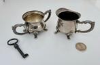 Verzilverde antieke melkkan en suikerpot – zonder keurmerken, Antiek en Kunst, Antiek | Goud en Zilver, Ophalen of Verzenden, Zilver
