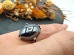 Zilveren ring met hematiet, 16 mm, Gebruikt, Info@zilverwebsite.nl, Verzenden, Kleiner dan 17