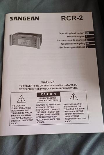 Sangean type CRC 2 wekker radio beschikbaar voor biedingen