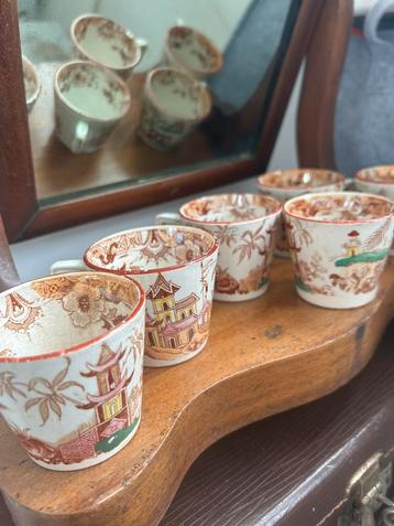 Sarreguemines Kyoto antieke kopjes 140 jaar oud! beschikbaar voor biedingen