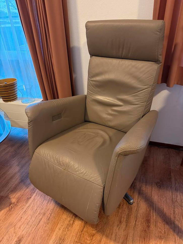 Leren Relax Fauteuil - Sta Op stoel, Huis en Inrichting, Fauteuils, Gebruikt, Leer, 75 tot 100 cm, Ophalen