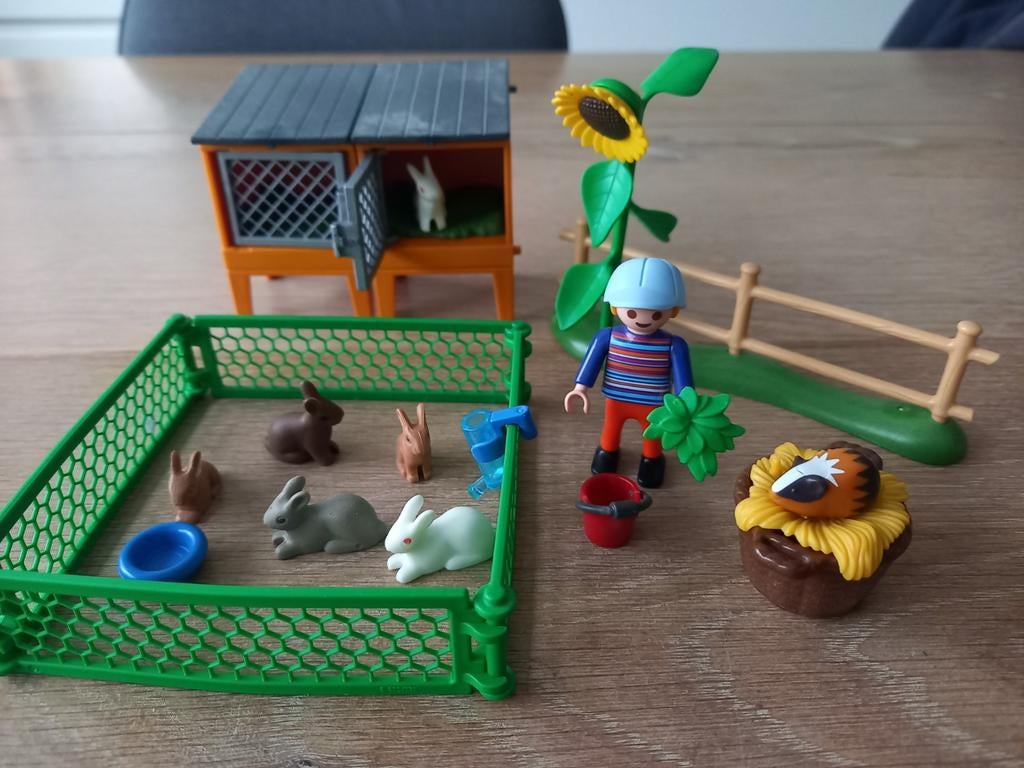 Playmobil Konijnenhok met buitenren - 5123 COMPLEET, Ophalen of Verzenden, Zo goed als nieuw, Complete set