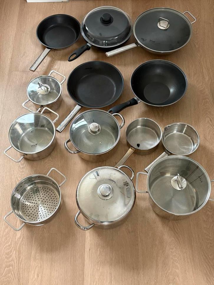 Vivo | Villeroy & Boch Pannenset, Huis en Inrichting, Keuken | Potten en Pannen, Zo goed als nieuw, Pannenset, Rvs, Ophalen