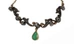 Smaragd roos diamanten ketting 18k goud antiek dames, Sieraden, Tassen en Uiterlijk, Antieke sieraden, Ophalen of Verzenden, Goud