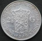 2,5 Gulden 1940, Postzegels en Munten, Munten | Nederland, Verzenden, Zilver, Koningin Wilhelmina, Losse munt