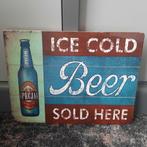 Houten decoratie bord met leuke afbeelding, Verzamelen, Merken en Reclamevoorwerpen, Ophalen of Verzenden, Zo goed als nieuw, Reclamebord