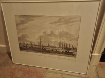Oude prent Dordrecht 1785 - Houtvlot voor de stad beschikbaar voor biedingen