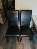 Eethoek met 4 zwarte stoelen - Rotterdam Ommoord, Ophalen, Gebruikt, Zwart, Leer