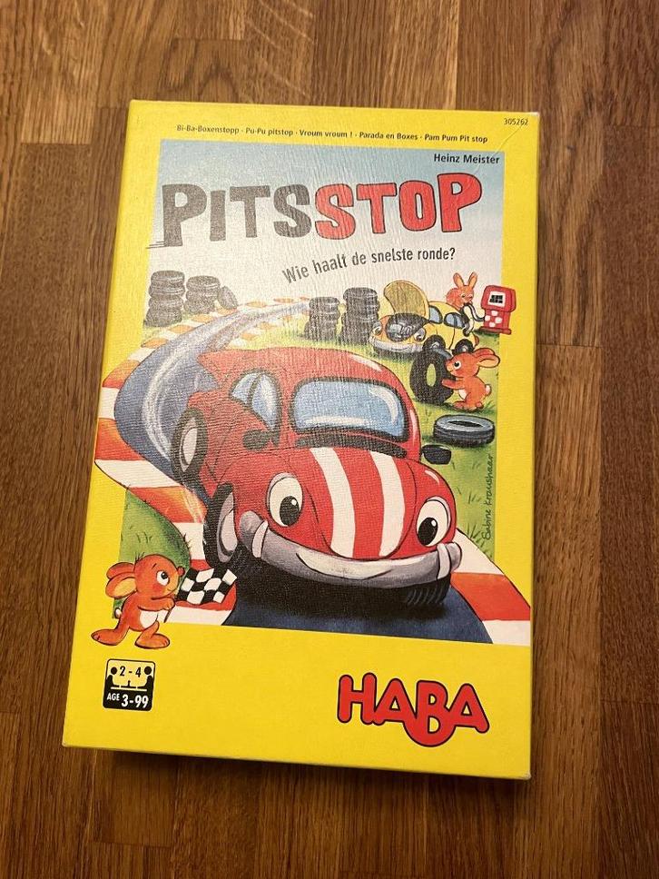 Pitstop spel van Haba, Hobby en Vrije tijd, Gezelschapsspellen | Bordspellen, Zo goed als nieuw, Een of twee spelers, Drie of vier spelers