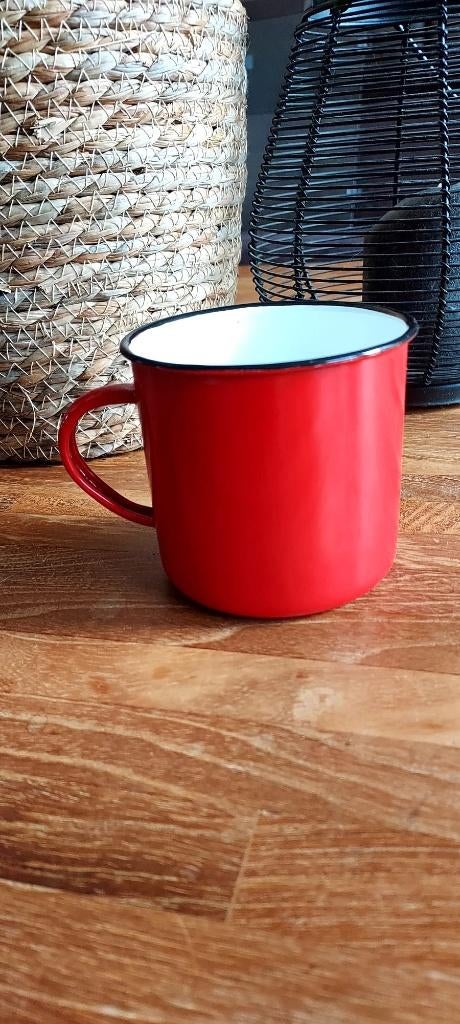 Emaille beker rood, Ophalen of Verzenden