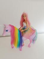 Dreamtopia eenhoorn met barbiepop met licht en geluid, Ophalen, Zo goed als nieuw, Barbie