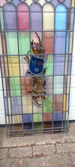 Gebrandschilderd glas in lood raam met stadswapen Bloemedaal, Minder dan 80 cm, Ophalen of Verzenden, Zo goed als nieuw, Minder dan 80 cm