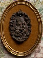 Oude ovale lijst met romantisch tafereel 21x16 cm, Huis en Inrichting, Ophalen of Verzenden, Hout, Minder dan 50 cm