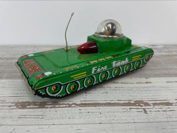 Vintage blikken militaire Tank, met vonken & frictiemotor