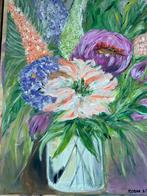Bloemen in Vaas - Acryl Schilderij 78x58cm, Antiek en Kunst, Kunst | Schilderijen | Klassiek, Ophalen of Verzenden