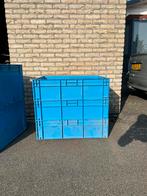 Grote kunstof stapelbakken blauw 15 stuks dichte wanden, Gebruikt, 60 cm of meer, Minder dan 35 cm, Krat