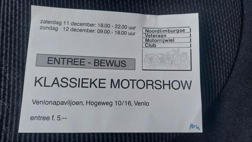 Entree bewijs 5 gulden klassieke motorshow venlo jaren 90, Motoren, Accessoires | Overige, Ophalen of Verzenden