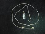 14 krt. gouden wit gouden ketting met hanger met blauwachtig, Met hanger, Gebruikt, Verzenden, Wit