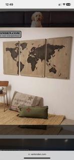 3 Luik steigerhout afbeelding wereldkaart, Huis en Inrichting, Woonaccessoires | Wanddecoraties, Zo goed als nieuw, Ophalen