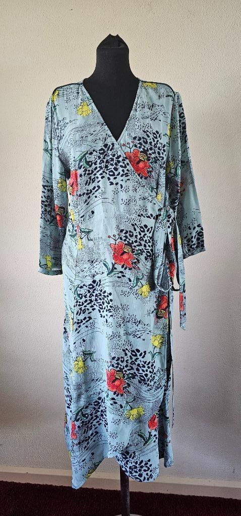 blauw overslag jurk van Pom amsterdam maat 42 (26425), Kleding | Dames, Grote Maten, Jurk, Blauw, Verzenden