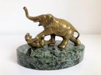 jaren 30 art deco beeld van olifant en tijger verguld brons, Antiek en Kunst, Ophalen of Verzenden