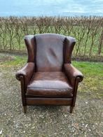 Royale schapenleren oorfauteuil., Huis en Inrichting, Fauteuils, Gebruikt, Leer, Ophalen