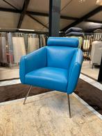 Nieuwstaat Leolux Marabis fauteuil blauw leer Design stoel, Huis en Inrichting, Fauteuils, Leolux, Ophalen of Verzenden, Leer
