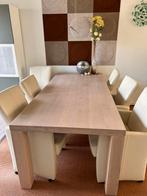 6 leren eetkamer stoelen roomwit, Huis en Inrichting, Ophalen, Zo goed als nieuw, 4 tot 6 stoelen