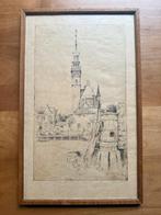 ets Le Beffroi van W. Vaes, Antiek en Kunst, Kunst | Etsen en Gravures, Ophalen