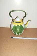 Oude emaille theekan,theepot,art deco motief,kan,pot,vintage, Ophalen of Verzenden