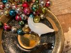 ZELDZAME ANTIEKE KERSTBAL  MELKGLAS VOGELTJE, Diversen, Kerst, Ophalen of Verzenden, Gebruikt