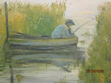 Dhu KNIKKER, Visser in een Bootje, in het Riet info gevraagd beschikbaar voor biedingen