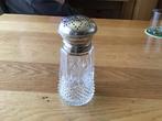 Antieke strooier kristal met zilver dop en kraag, Antiek en Kunst, Ophalen of Verzenden, Zilver