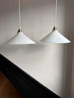 Set 2 vintage melkglas driehoek glazen opaline hanglamp wit, Ophalen of Verzenden, Glas, Minder dan 50 cm