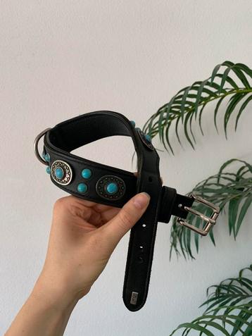 Hunter halsband Sioux hondenriem M-L lang turkoois stenen beschikbaar voor biedingen