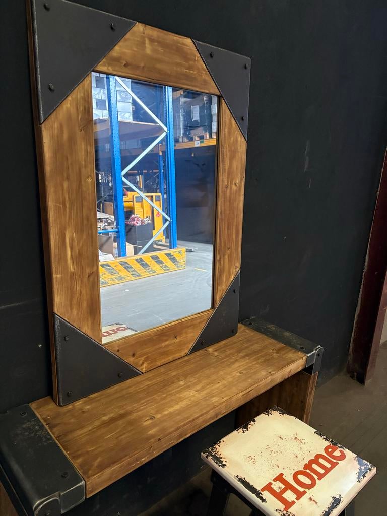 Spiegel met Tafel en Krukje, Ophalen, Gebruikt, 100 tot 150 cm, 100 tot 150 cm