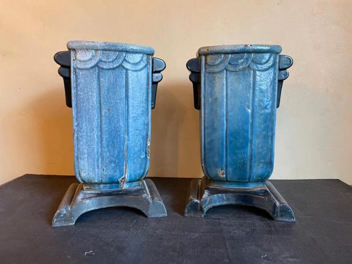set geëmailleerde  Vazen Tuinvazen art deco 1930 Frans, Antiek en Kunst, Antiek | Vazen, Ophalen
