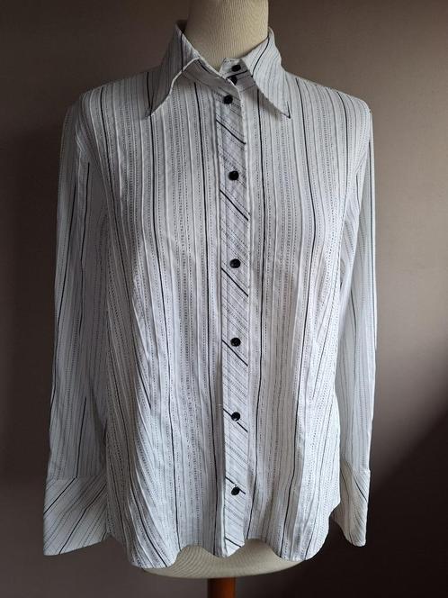 Nieuwe witte stretch blouse zwart streep Gerry Weber, 42, Kleding | Dames, Blouses en Tunieken, Nieuw, Maat 42/44 (L), Wit, Ophalen of Verzenden