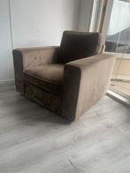 Zo goed als nieuwe velvet taupe bruine banken fauteuils, Ophalen of Verzenden, Zo goed als nieuw, 75 tot 100 cm