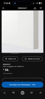 Ikea Ringhult keukendeur, 60x80 cm, wit, hoogglans, Doe-het-zelf en Verbouw, Deuren en Horren, Minder dan 80 cm, Binnendeur, Minder dan 200 cm