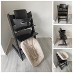 Stokke Tripp Trapp zwart met babyset en newbornset, Kinderen en Baby's, Ophalen of Verzenden, Zo goed als nieuw, Stokke Tripp Trapp