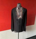 Zwarte voile blouse met pailletjes maat L ., Kleding | Dames, Blouses en Tunieken, Ophalen of Verzenden, Zo goed als nieuw, Maat 38/40 (M)
