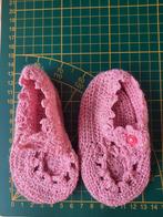 Roze Gehaakte Baby Slofjes - 11cm, Slofjes, Meisje, Handgemaakt, Nieuw