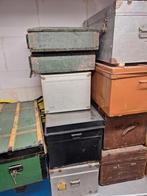 Partij van 11 vintage grote kisten, hutkoffers, Ophalen, Minder dan 50 cm, Minder dan 50 cm