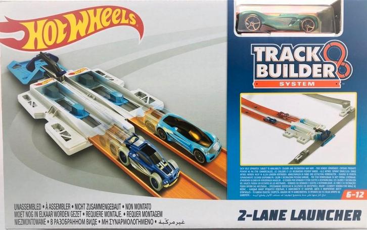 Hot Wheels Track builder 2 Lane Launcher Raceauto Mattel, Kinderen en Baby's, Speelgoed | Racebanen, Nieuw, Racebaan, Handmatig