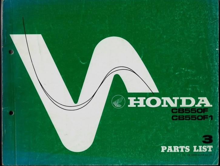 Honda CB550 F CB550 F1 parts list (1457z), Motoren, Handleidingen en Instructieboekjes, Honda, Ophalen of Verzenden