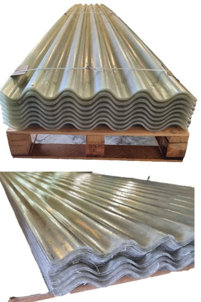 Polyester golfplaten lichtdoorlatend € 10,- per m2 incl. btw, Doe-het-zelf en Verbouw, Dakpannen en Dakbedekking, Nieuw, Golfplaat