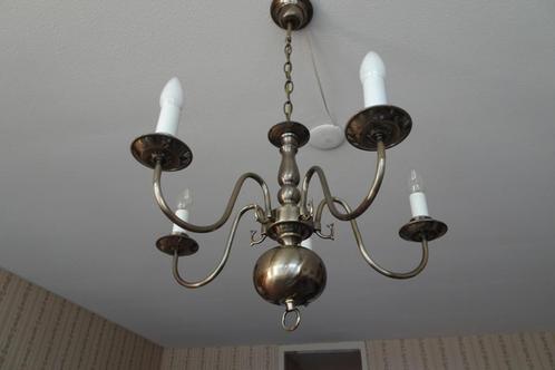 Mooie kroonluchter met 5 armen, Huis en Inrichting, Lampen | Kroonluchters, Gebruikt, Metaal, Ophalen of Verzenden