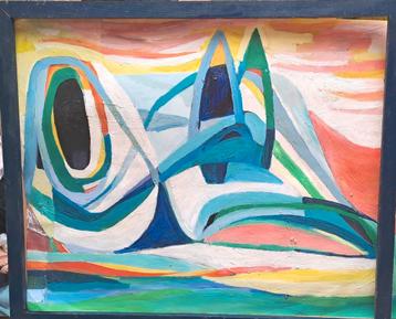 Abstract Schilderij met Kleurrijke Vormen beschikbaar voor biedingen